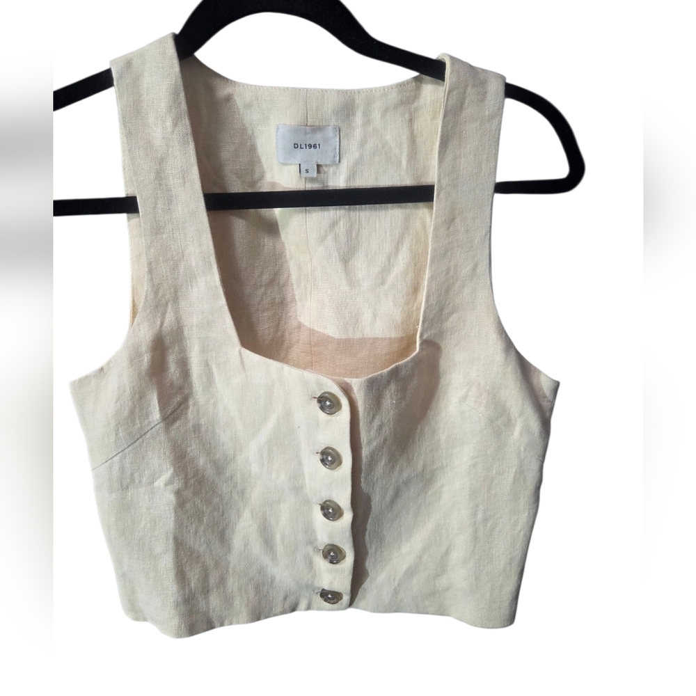DL1961 Cream Buttoned Crop Tank Top Size S
